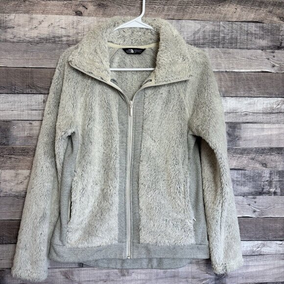 The North Face Furry Fleece Jacket Womens S Gray Sherpa Outdoors Hiking Camping - Picture 1 of 8